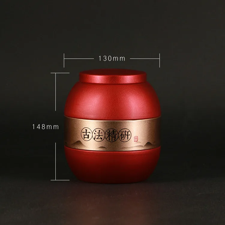 Многофункциональная круглая металлическая коробка для чая в китайском стиле с крышкой чайная банка мини Ящики Для Хранения Caddy кофейная пудра банки - Цвет: Красный