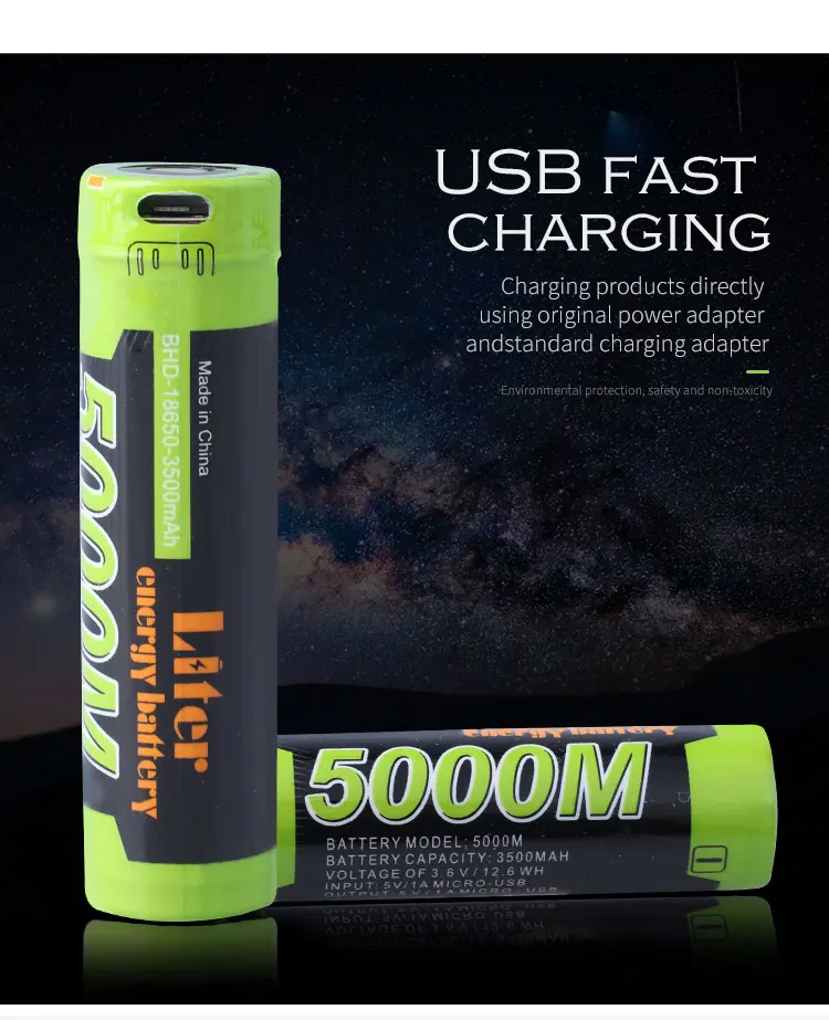 18650 USB 3,7 V 3500mAh литий-ионный USB Перезаряжаемый Аккумулятор DC-Зарядка вход и выход зарядное устройство для мобильного телефона