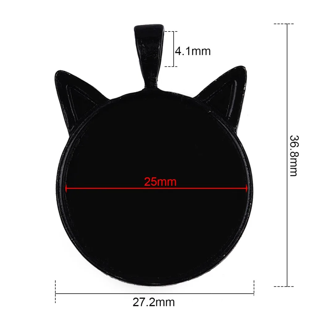 5 шт./лот, цинковый сплав, черная кошка, собака, подвеска в форме кабошона, 25 мм, плоский круглый ободок, ювелирный компонент, сделай сам, драгоценный камень, основа
