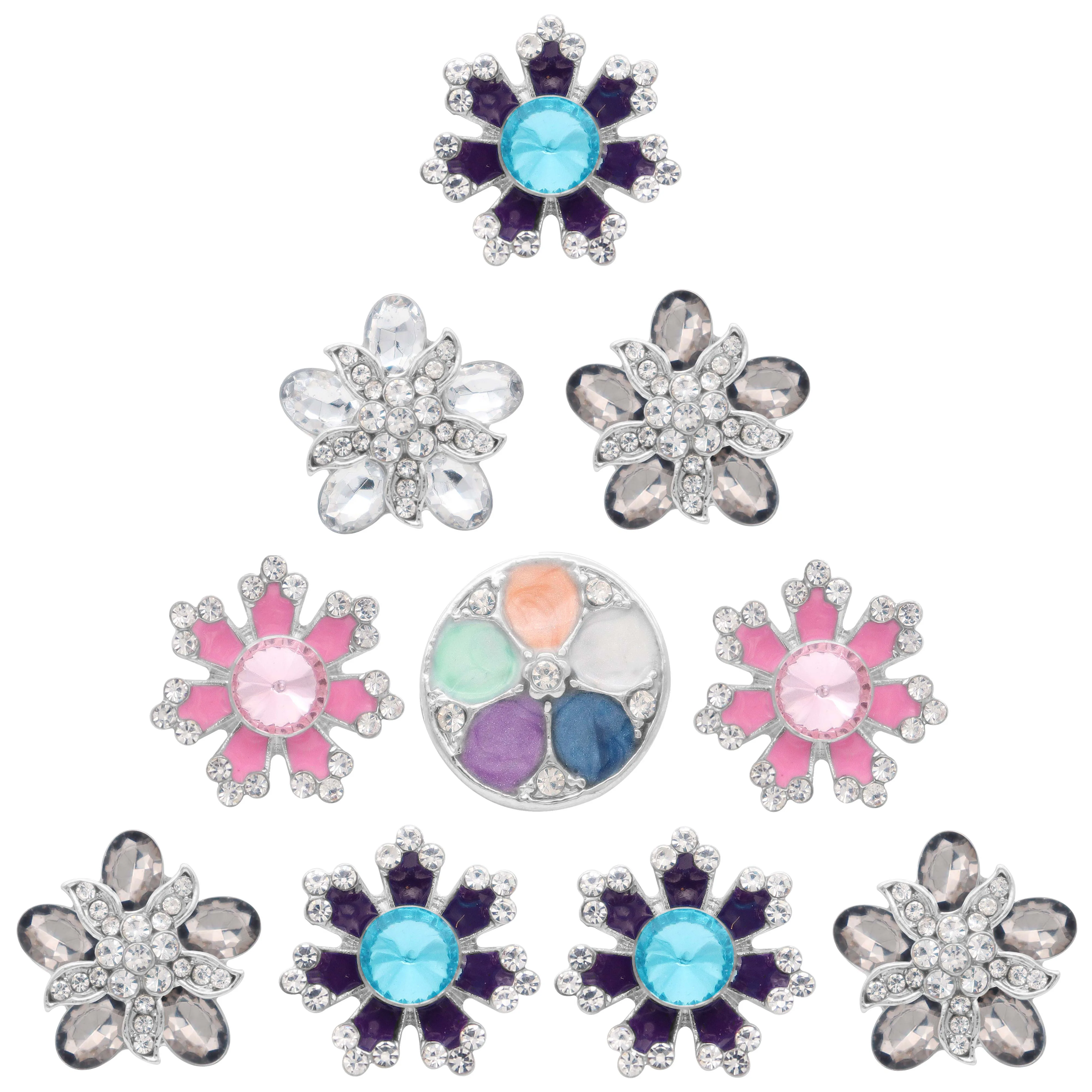 

5pcs/lot 2019 High Quality 18mm Snap Button Jewelry Flower Rhinestone crystal Snap Buttons Fit Snap Bracelet for girl gifts