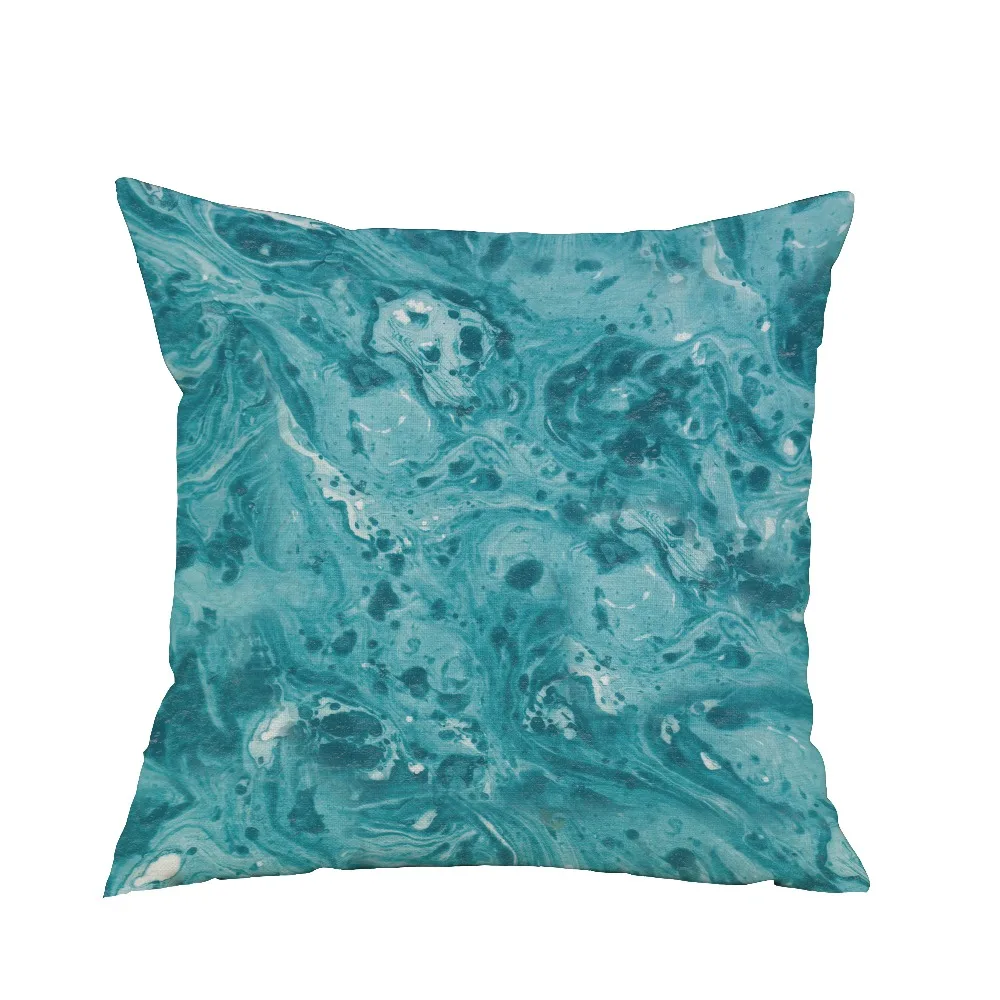 

Blue Marble Pattern Throw Pillow Case Print Cushion Cover Sofa Chair Linen Cushion Home Seat Decorative B-015