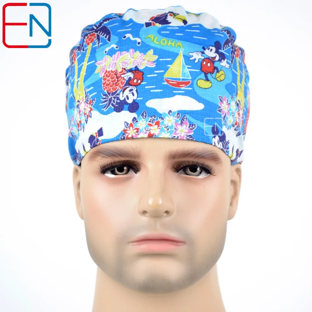 Hennar Surgical Scrub Caps Tie Back With Elastic Bands Medical Caps For