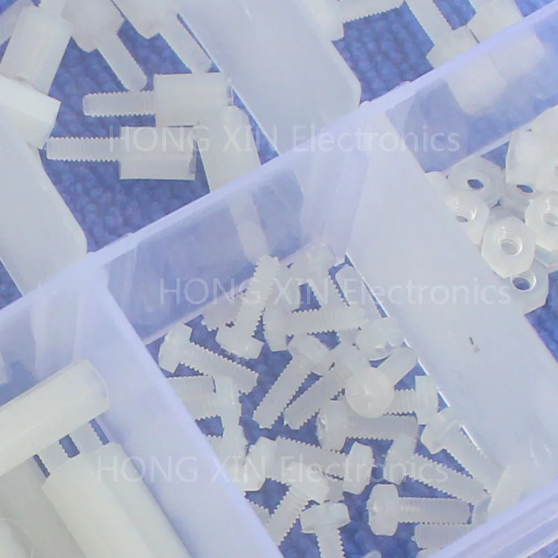 Hot sale 140pcs M2 Nylon Hex Spacers Screw Nut Assortment Stand off Accessories Kit Set Plastic White Bolt