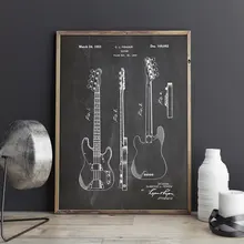 Patente de bajo de precisión, guitarra de guardabarros, póster de pared, decoración de habitación, estampado vintage, blueprint, idea de regalo de músico, decoraciones musicales