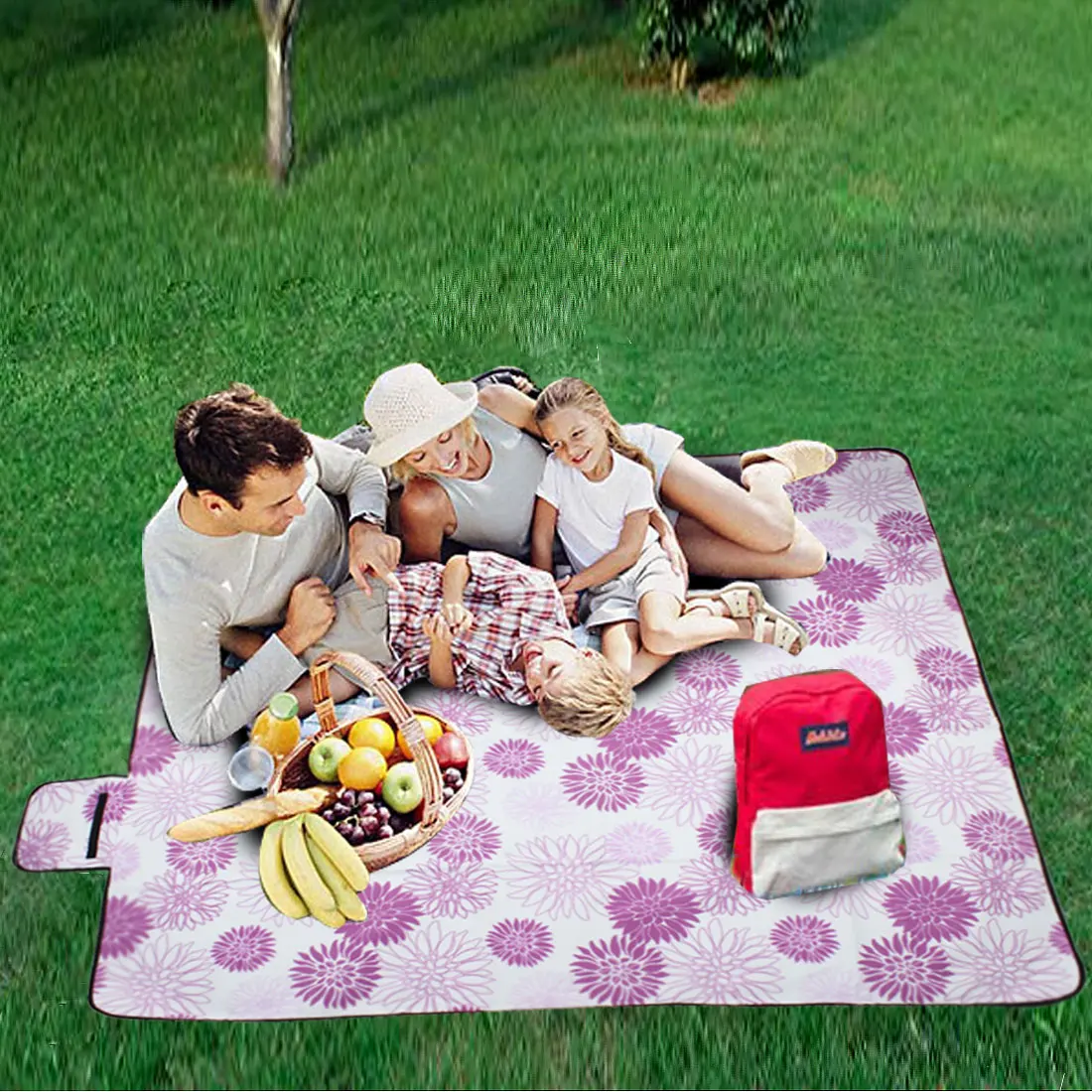 

UXCELL Outdoor Camping Flannelette Flower Pattern Moistureproof Beach Picnic Mat 200 X 200Cm