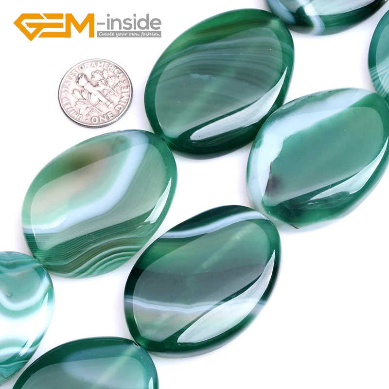 

GEM-inside 30x40mm Oval Banded Agates Beads Natural Stone Beads DIY Beads For Jewelry Making Strand 15 Inches DIY !Free Shipping