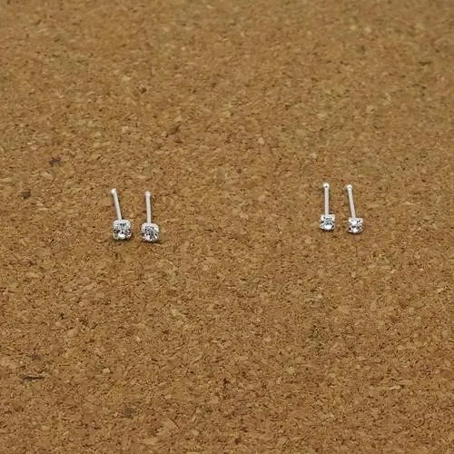 

The new 925 sterling silver nose stud earrings small square four-prong earrings ultra-small 1.8 mm/2mm/ 1 mm nose stud