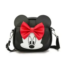 Новые модные сумки-мессенджеры из искусственной кожи для девочек с бантом, детские сумки с Микки Маусом, милые мини-сумки для девочек, розовые и черные сумки-мессенджеры