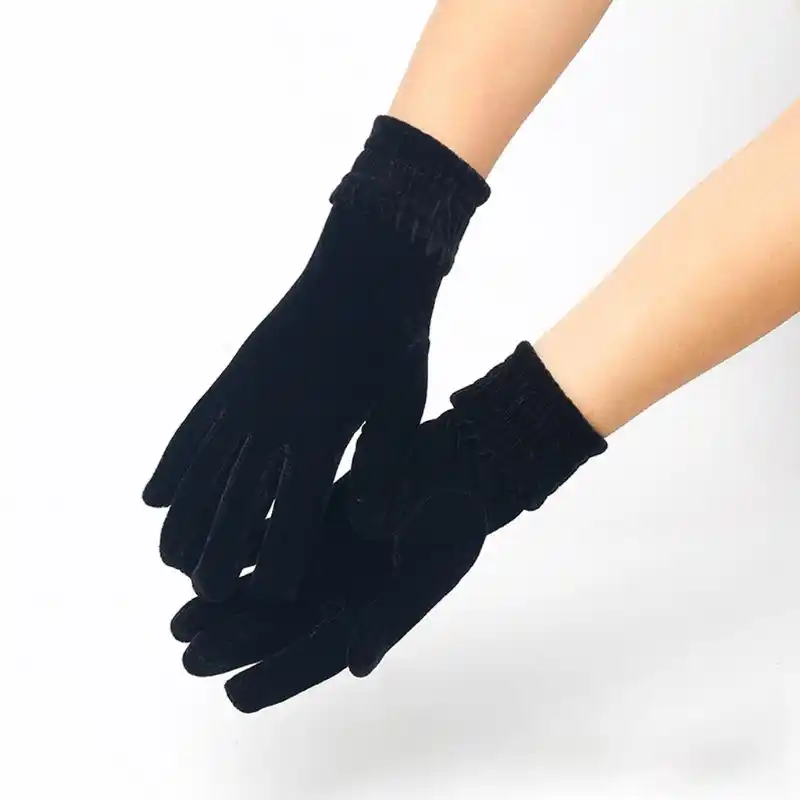 Fashion Elegant Female Velvet Wool Touch Screen Gloves Winter Warm Full Finger