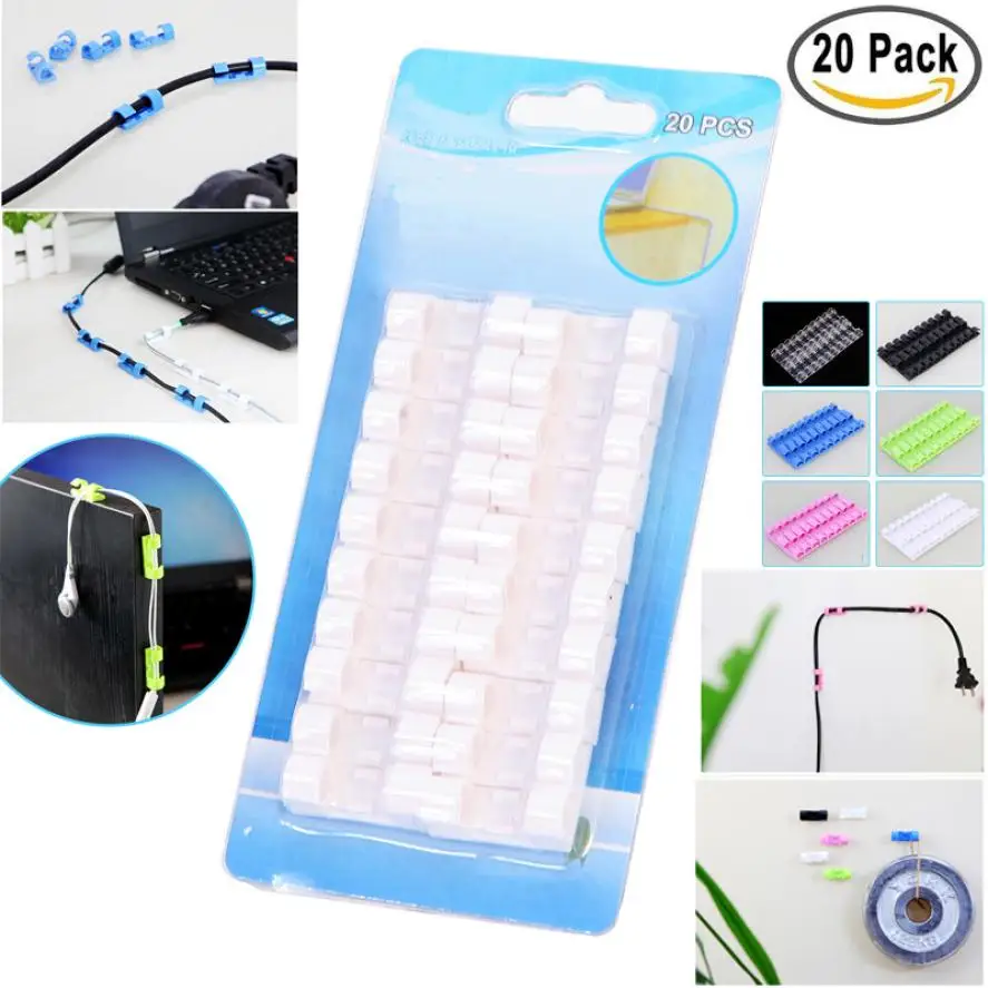 20pcs Self Adhesive Cable Clips Organizer Drop Wire Holder Cord