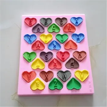 

DIY Silicone chocolate mold Heart Shaped Alphabet Letter Shapes silicone cake bakeware molds For Cake Cookies Fondant Candy Si