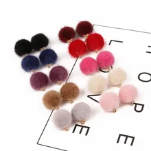 10 teile/los Fell Pompon Abgedeckt Ball Perlen Charme Halskette Anhänger Für Schmuck Machen DIY Frau Schmuck Zubehör