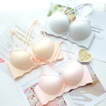 

2018 fashion new thin cup underwear one-piece seamless cross brassiere and panty for student push up lingerie sets women