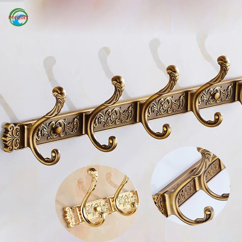 wall mounted Carving Antique brass or golden Robe Hooks Hook Coat