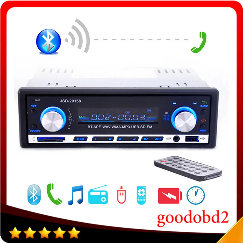  Model JSD-20158 Car Radio Stereo Player Bluetooth Phone MP3 FM/USB Charging/With remote control 12V Car Audio Auto ZM01241 