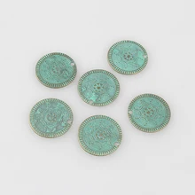 10pcs/lot 25MM Handmade Retro Verdigris Patina Plated Zinc Alloy Green Round Coin Charms pendants For DIY Jewelry Accessories