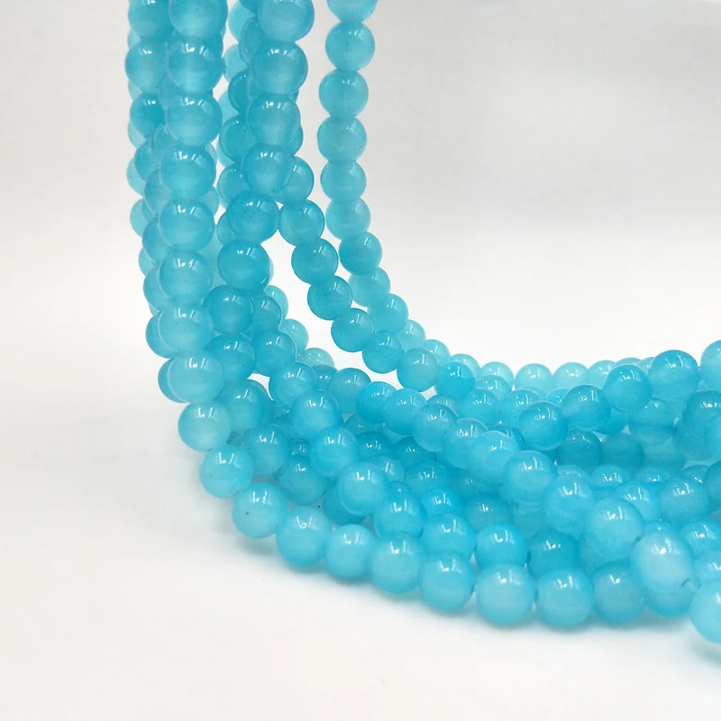 Wholesale 6mm/8mm/10mm Sky blue round glossy glass crystal loose beads