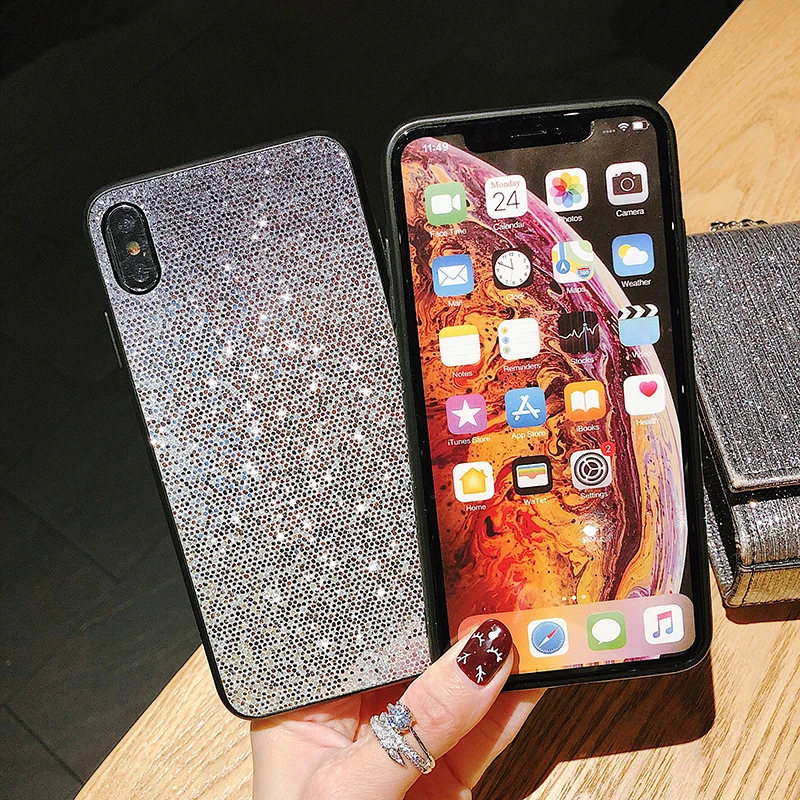 Case For iPhone X Xr Xs Max Cover Korean Glitter Gradient  (8)