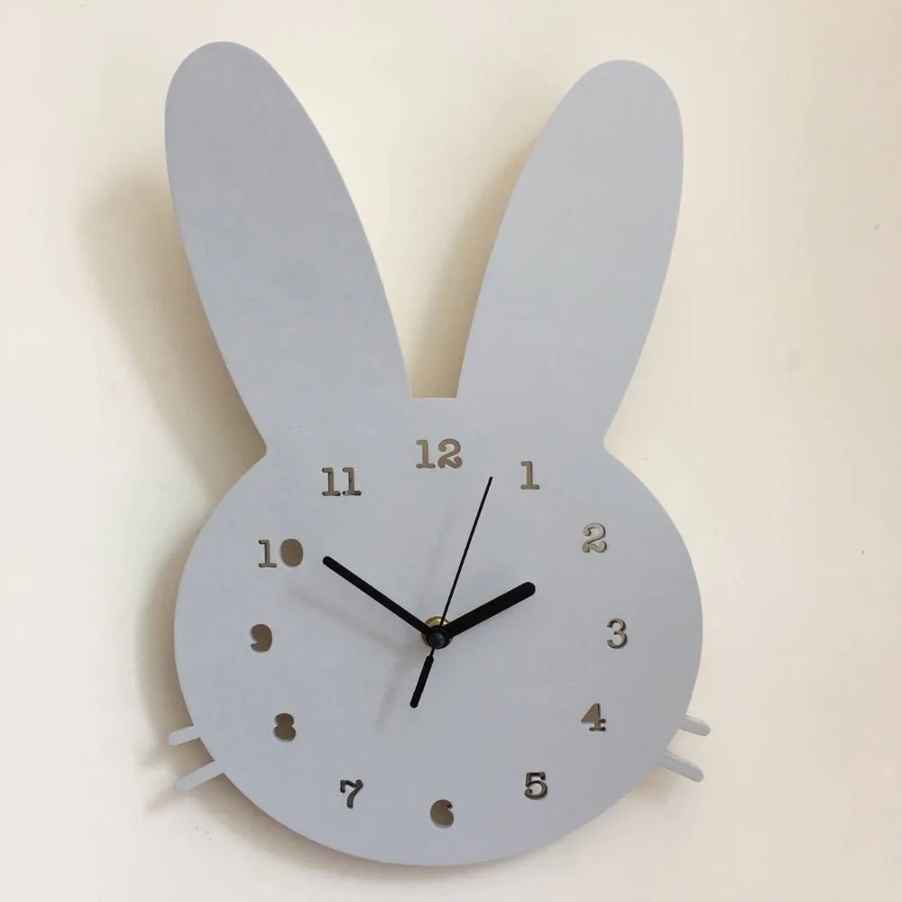 Nordic Kids Room Decor Rabbit Bunny Clock Wall Hanging Room Decoration Scandinaivan Style Kids Decor Nordic Nursery Decoration