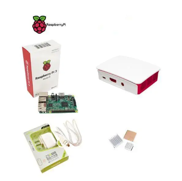 

Raspberry pi 3 model B package include raspberry pi + case + power adapter + heak sink