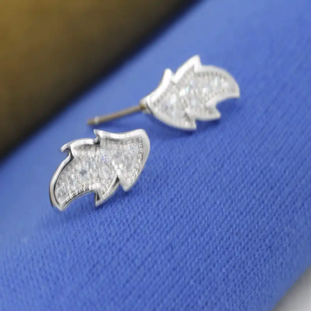 Новый Бесплатная доставка изделия действительно 925 серебро клевера серьги круглые набор циркон цветок и листья серебряные серьги