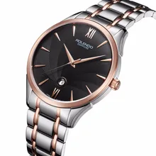Rolendo 2018 Couple Business Watches Quartz men Watch Steel Case Brown Leather Watchband Wristwatch Relogio Masculino