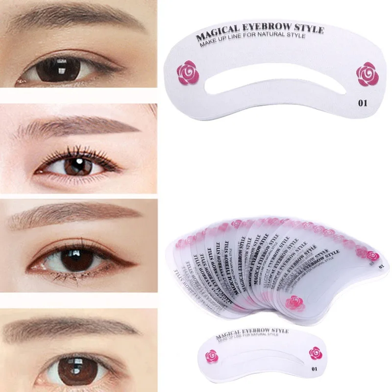

Hot sale 24 Pcs Reusable Eyebrow Stencil Set Eye Brow DIY Drawing Guide Shaping Grooming Template Card Easy Makeup Beauty Kit