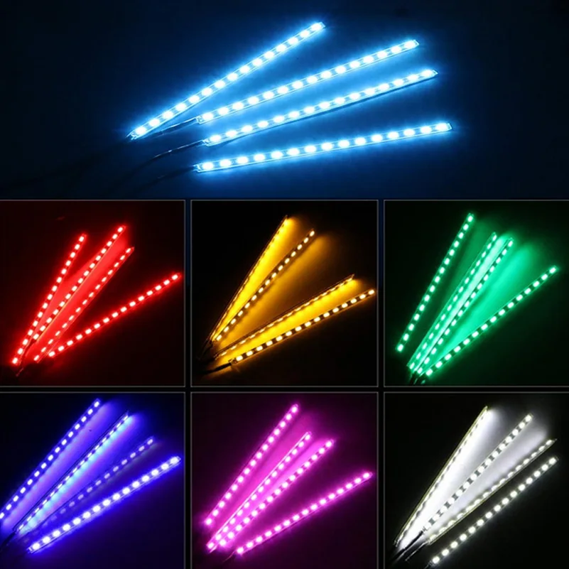 4 шт./компл. автомобильная светодиодная атмосферная лампа RGB 48 светодиодов 5050 SMD