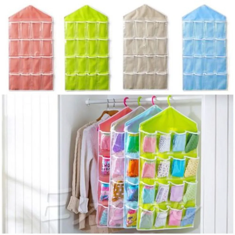

16 Pockets Clear Over Door Hanging Bag Hanger Storage Tidy Organizer For Home Bathroom Living Room Household Sundry Dropshipping