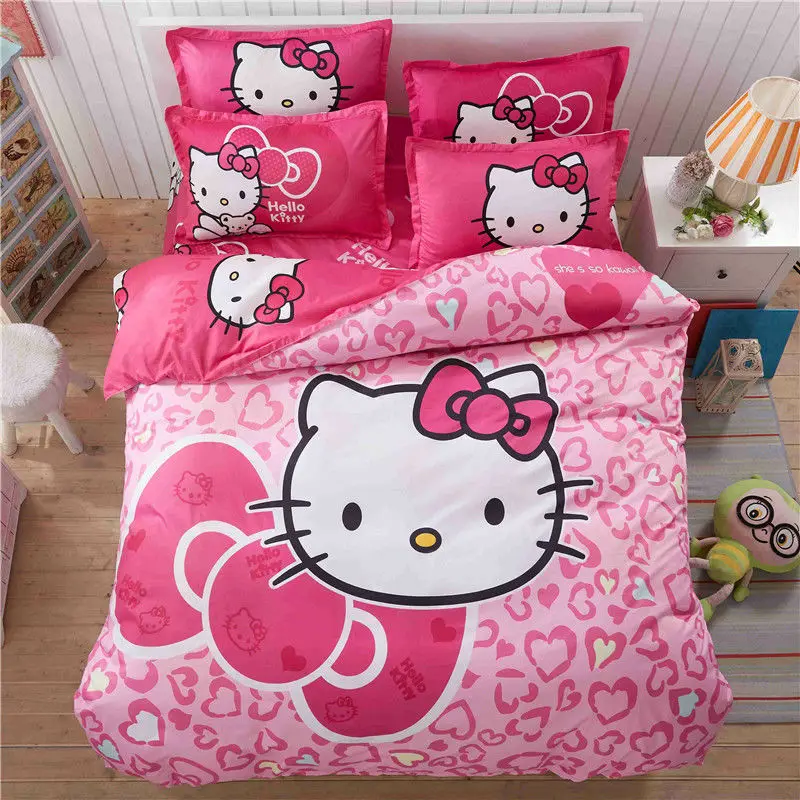 Aliexpress.com : Buy 4pcs Hello Kitty Cartoon Bedding Set Kids with ...