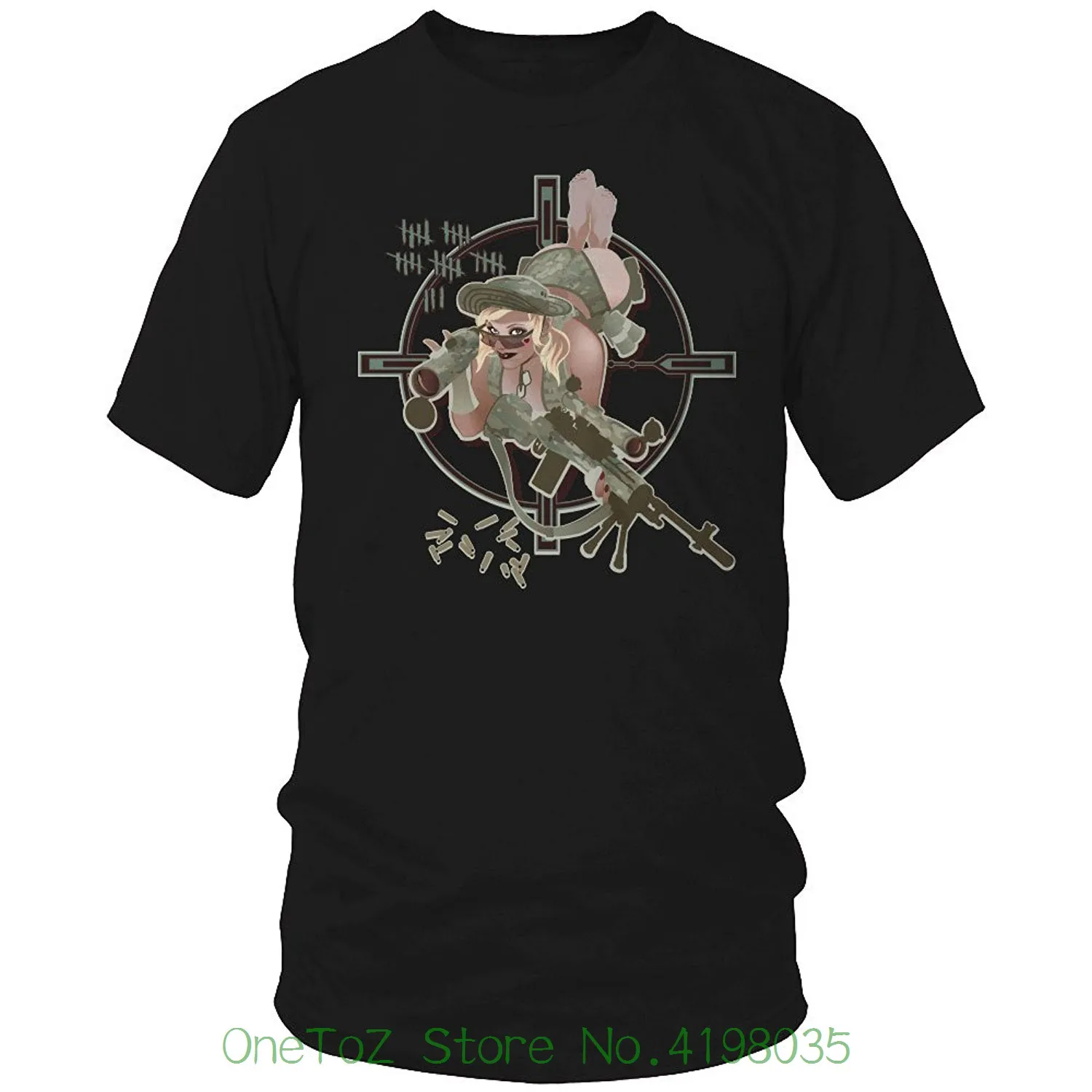 

Sniper Pinup Girl Andrew Bawidamann T-shirt Short Sleeves Cotton Fashion T Shirt Free Shipping