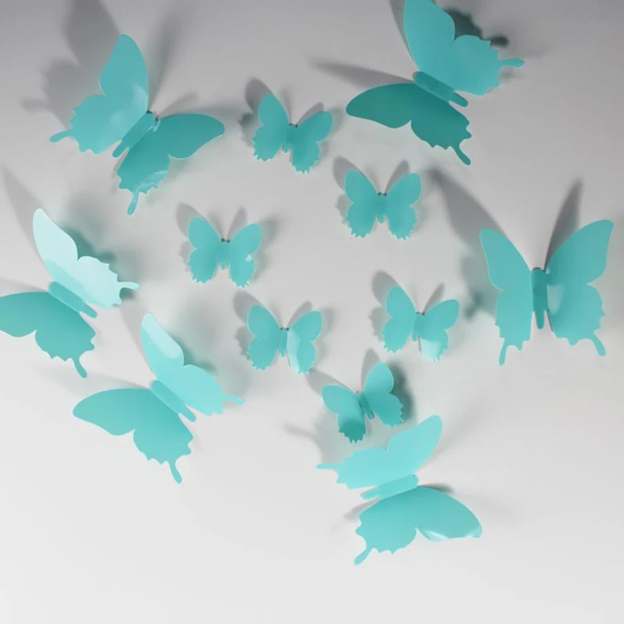 12 шт./компл. Новое поступление 3D творческий наклейки на стену с Бабочка ПВХ обувь с украшениями в виде цветков и бабочек, стикеры для домашнего декора, "сделай сам"