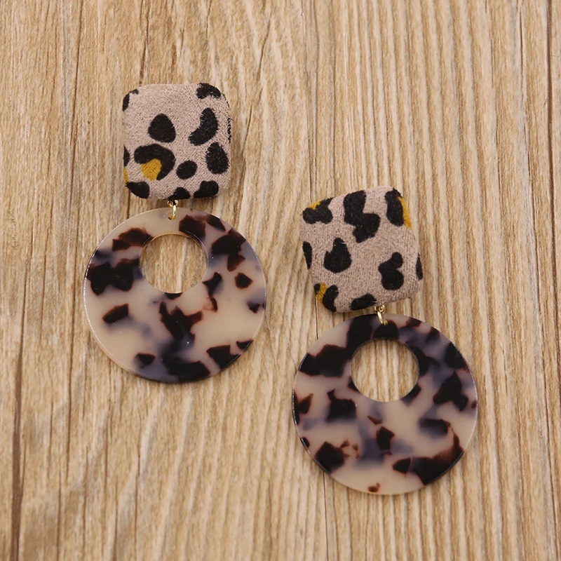 

Vintage Leopard Earrings for Women Handmade Tortoiseshell Acrylic Earring Statement Resin Earing Boucle D'oreille Femme 2019