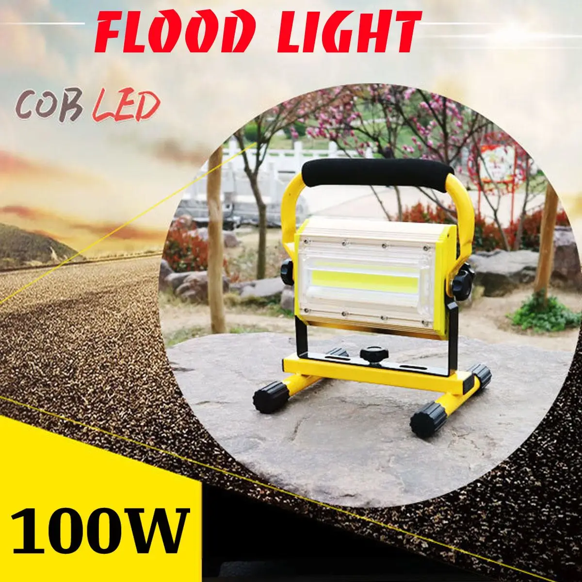 

2400lm 100W Flood Light Powerful Waterproof Rechargeable LED Tactical Camping Fishing Working Torch Flash Lamp Flashlight
