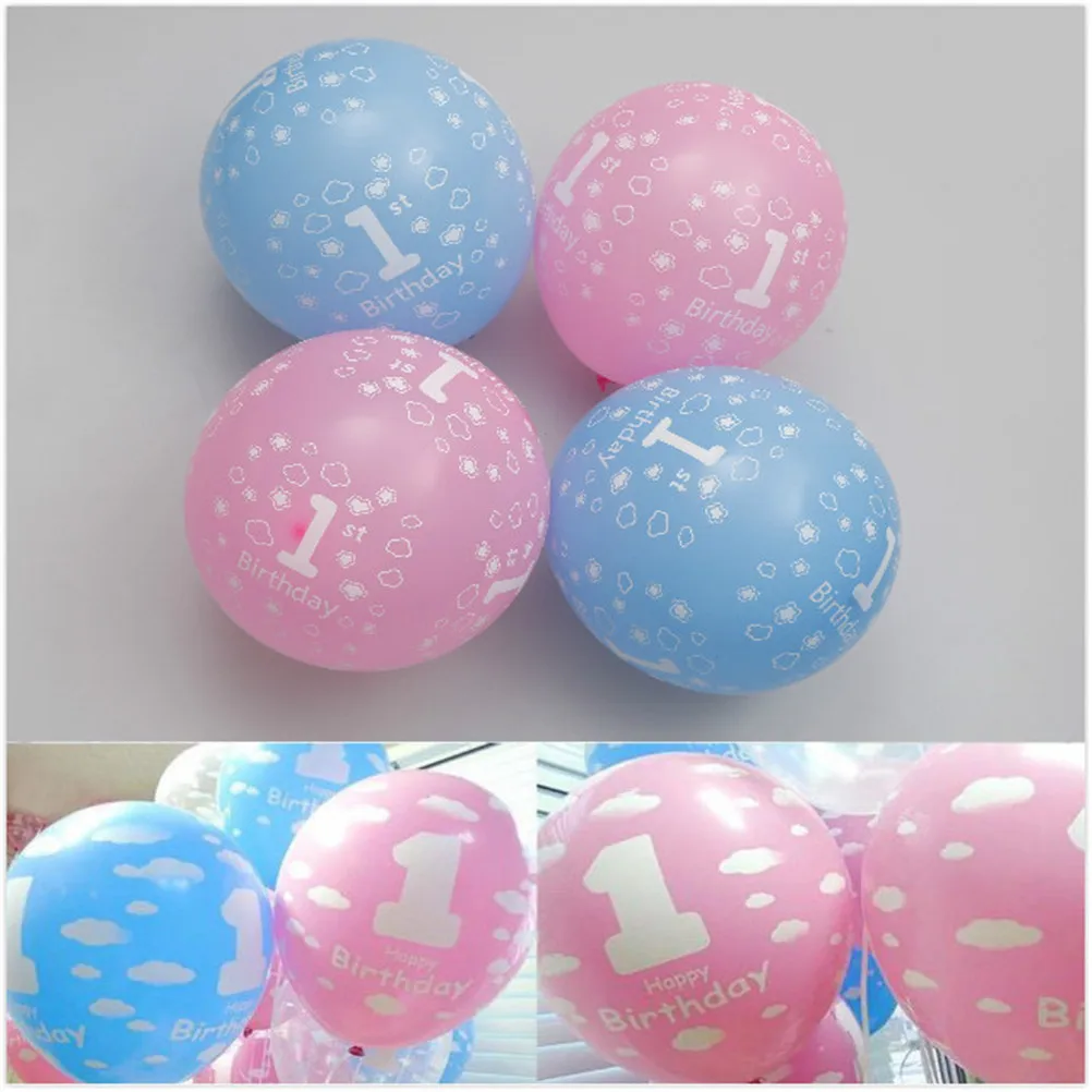 NEW 20Pcs Balloons for Baby 1st First Birthday Celebration Printed Number 1 boy girl Children Birthday Party Decoration