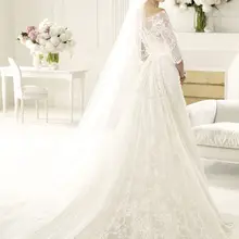 Новое Поступление Фаты Один Слой Голова Долго Тюль Фата Пользовательские Мантилья Края Шнурка Часовня Длина Свадебная Фата V852