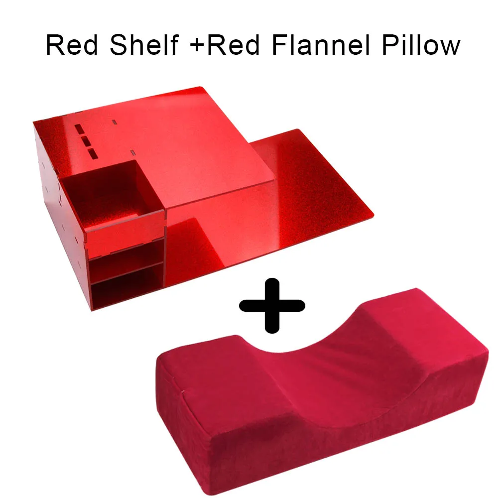 Профессиональные ресницы для наращивания, подушка для шеи, подушка для ресниц, эргономичная фланелевая подушка с памятью для макияжа, для салонов, для прививки - Цвет: Red Shelf set