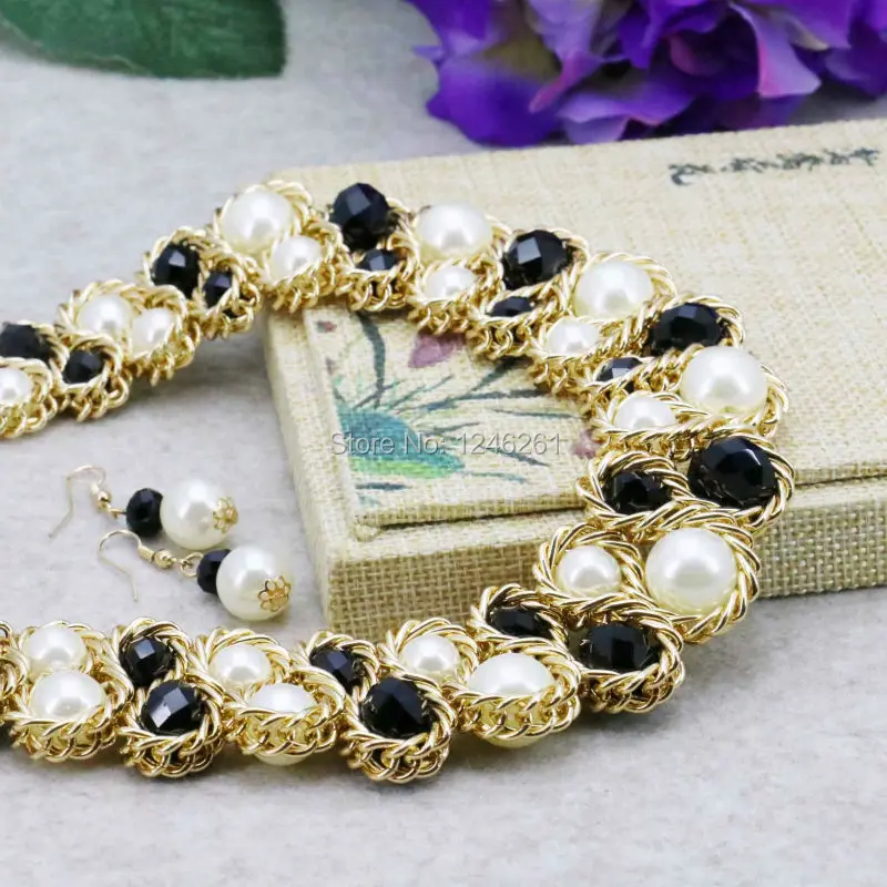 

Special Offer Crystal Imitation Pearl Necklace Loog Chain Charming For Women Girls Gifts Wholesale Unique Design 18inch 3Rows