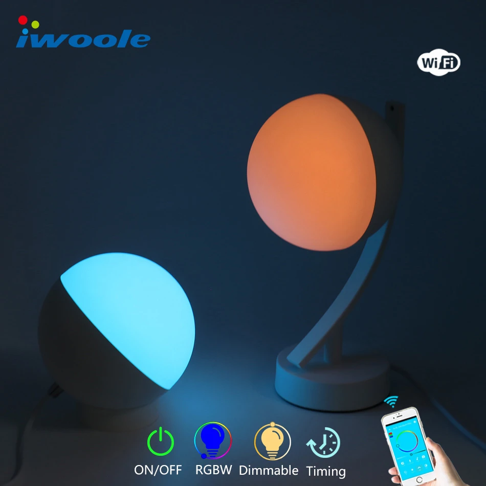 iwoole led inteligente lampara de mesa wifi rgb led lampara de escritorio dimmable color noche luz caliente blanco 110 v 220 v 7 w alexa google home