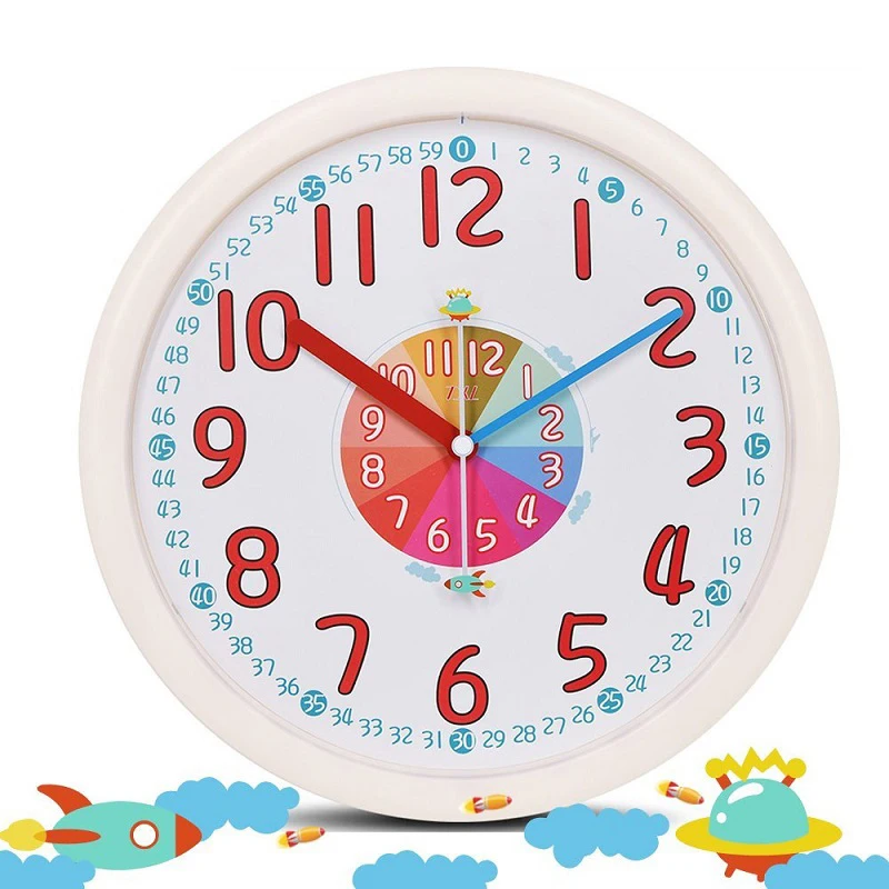 

TXL 12"Safe Early Education Wall Clock Plastic Silent Cartoon Clock Kids Toy Children Bedroom Decoration Child Battery Clock