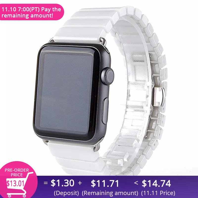 

Ceramic Watchband for Apple Watch band 44mm 42mm Smart Watch Link Strap Bracelet Ceramic Watchband iWatch series 5 4 3 40mm 38mm