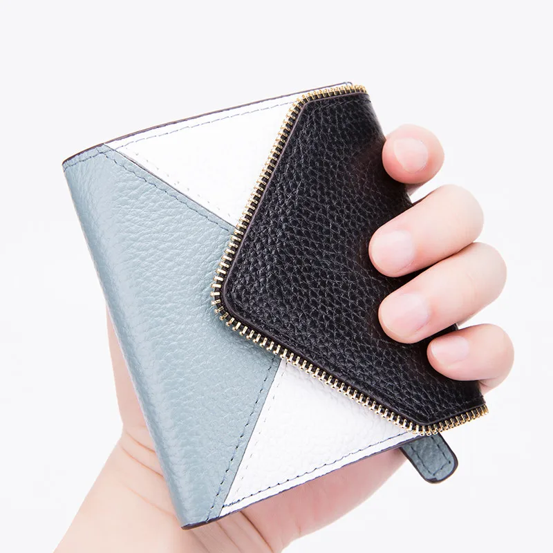 Cartera de mujer borla sélida a la moda para tarjetas crédito pequecana marca lujo cuero carteras y monede|Кошельки| |