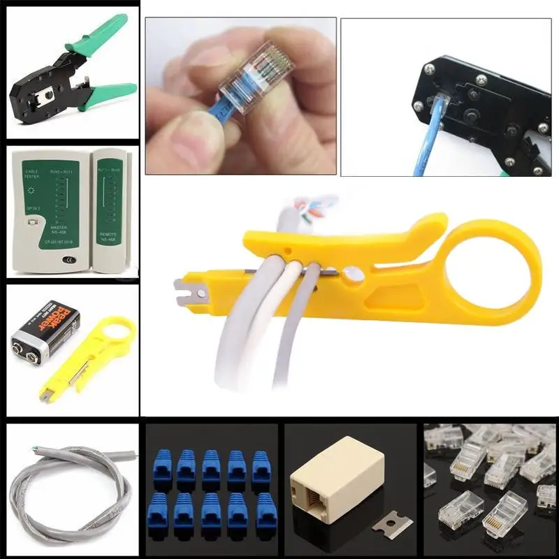 

Cat 6 Network Ethernet LAN Kit Cable Tester Crimper Crimping Tool Wire Stripper Pliers