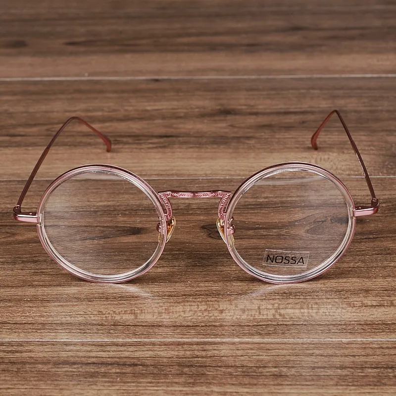 NOSSA, модные женские и мужские круглые очки, женские элегантные прозрачные очки, винтажные розовые золотые оптические очки, оправа для очков