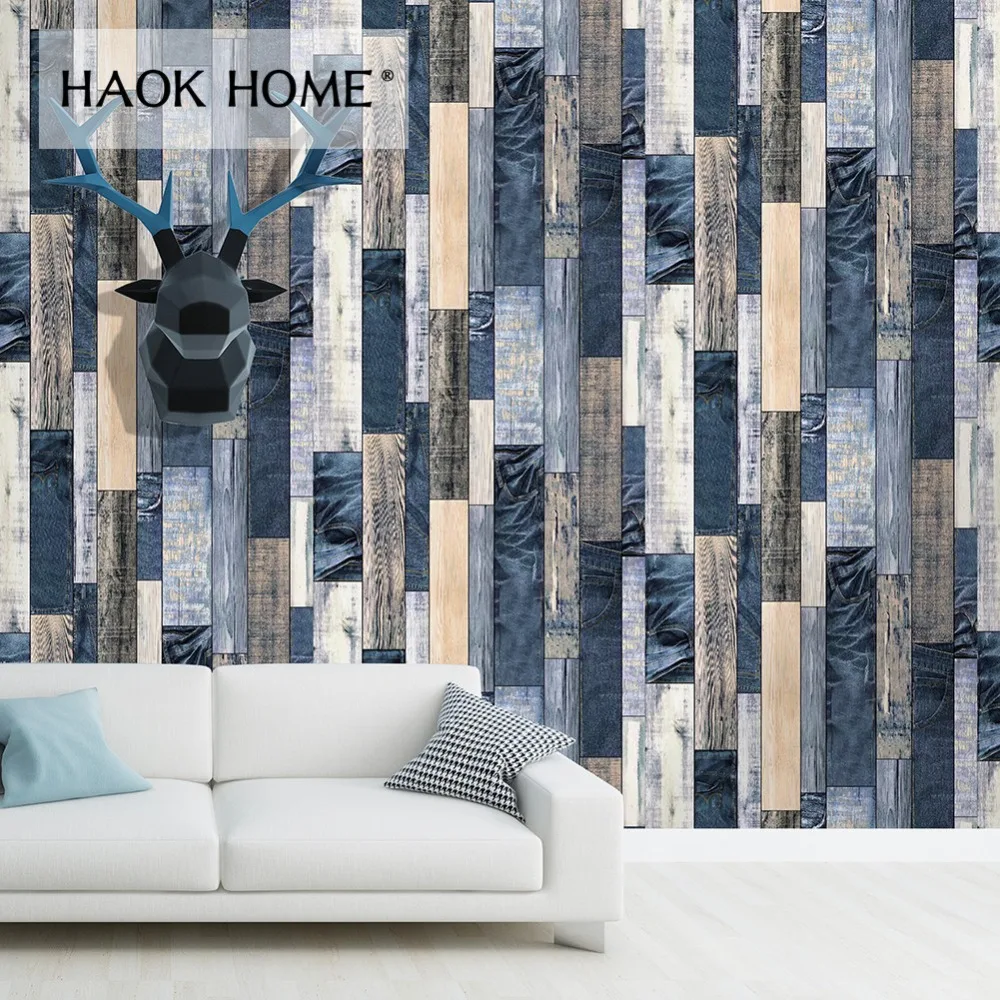 HaokHome винтажные 3d Виниловые обои с деревянным лицевым покрытием в рулонах