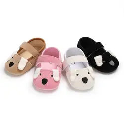 Для новорожденных девочек первых шагов малыша обувь милая собака шаблон печати хлопок ткань мягкая нескользящяя обувь детская обувь для