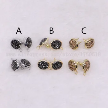 

10 pairs Round stud earrings jewelry finding 12 mm MIX COLOR beads handcrafted gems stone fashion jewelry finding studs 2849