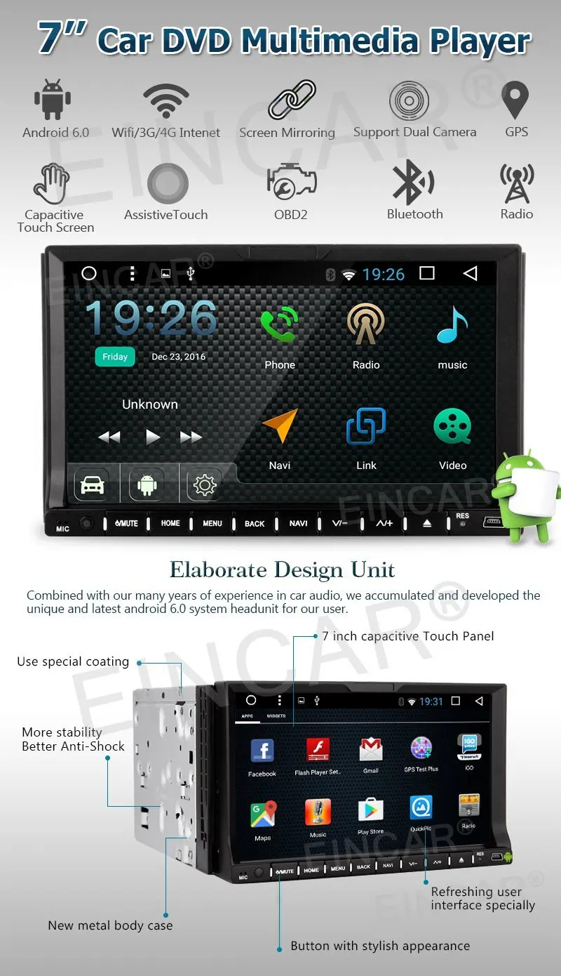 Камера + 7''android6. 0 стерео dvd плеер HD видео экрана gps навигации Поддержка Bluetooth Hands