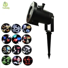 Открытый Пейзаж Светодиодный проекционный светильник 12 узор водонепроницаемый сверкающий вращающийся прожектор сад украшение на стену лампа