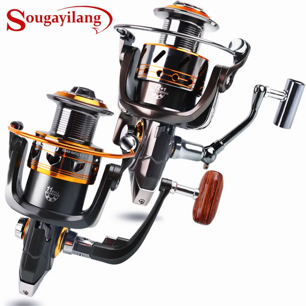 

Sougayilang Spinning Fishing Reel - Light Smooth 11/13 BB Powerful Carbon Fiber Drag Spinning Reel Fishing Wheel Tackle Gear